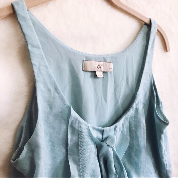 LOFT Teal Bow Tie Tank Top - Picture 2 of 8